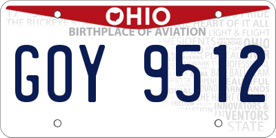 OH license plate GOY9512
