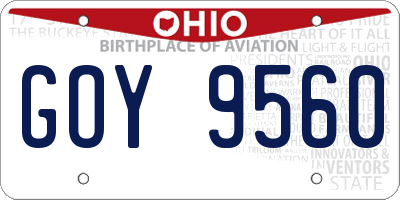 OH license plate GOY9560