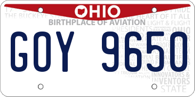 OH license plate GOY9650