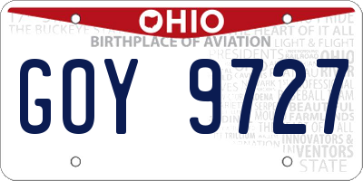 OH license plate GOY9727