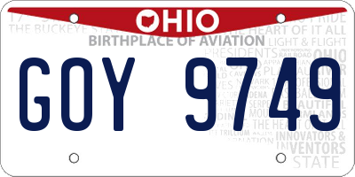 OH license plate GOY9749