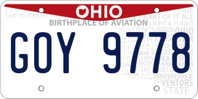 OH license plate GOY9778