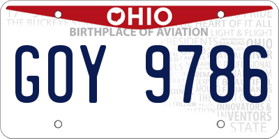 OH license plate GOY9786