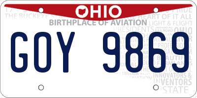 OH license plate GOY9869