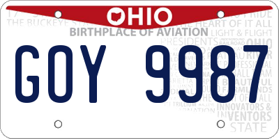 OH license plate GOY9987