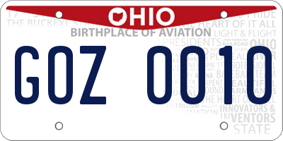 OH license plate GOZ0010