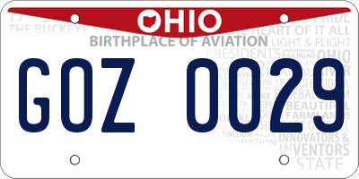 OH license plate GOZ0029