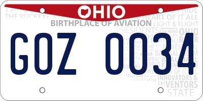 OH license plate GOZ0034