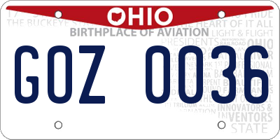 OH license plate GOZ0036