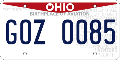 OH license plate GOZ0085