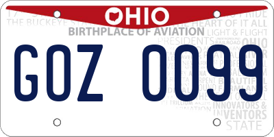 OH license plate GOZ0099