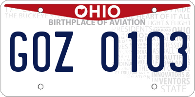 OH license plate GOZ0103