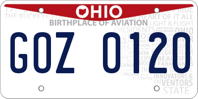 OH license plate GOZ0120