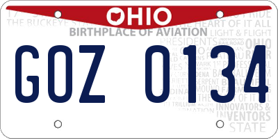 OH license plate GOZ0134