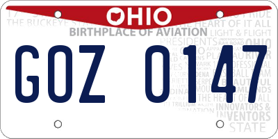 OH license plate GOZ0147