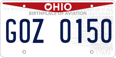 OH license plate GOZ0150