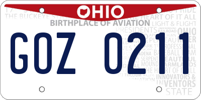 OH license plate GOZ0211