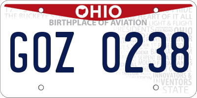 OH license plate GOZ0238