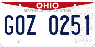 OH license plate GOZ0251
