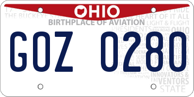 OH license plate GOZ0280