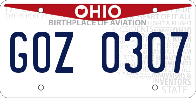 OH license plate GOZ0307