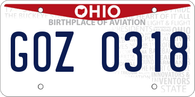 OH license plate GOZ0318