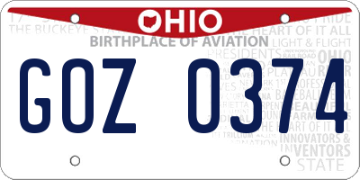 OH license plate GOZ0374