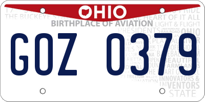 OH license plate GOZ0379