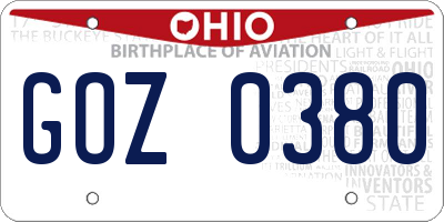 OH license plate GOZ0380