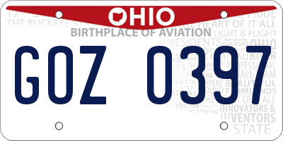 OH license plate GOZ0397