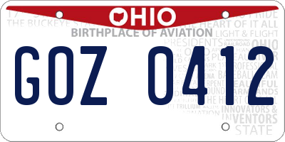 OH license plate GOZ0412