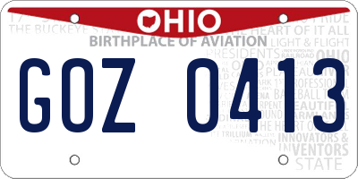 OH license plate GOZ0413