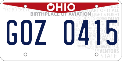 OH license plate GOZ0415