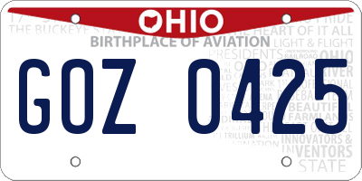 OH license plate GOZ0425