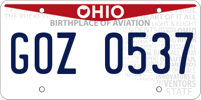 OH license plate GOZ0537