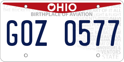 OH license plate GOZ0577