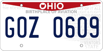 OH license plate GOZ0609