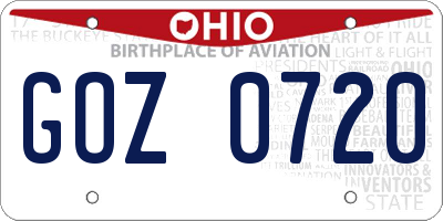 OH license plate GOZ0720
