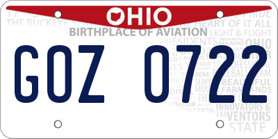 OH license plate GOZ0722