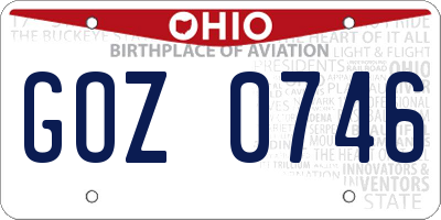 OH license plate GOZ0746