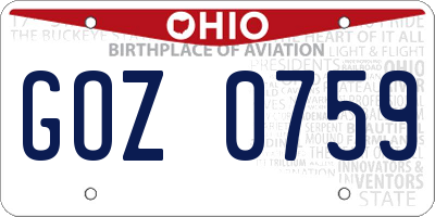 OH license plate GOZ0759