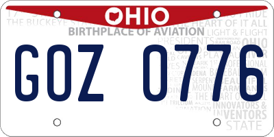 OH license plate GOZ0776