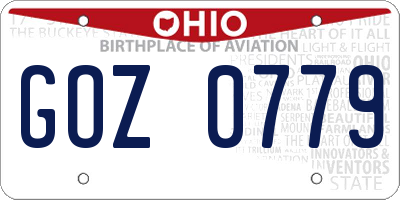 OH license plate GOZ0779