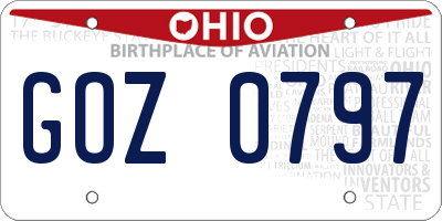 OH license plate GOZ0797