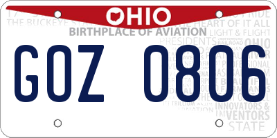 OH license plate GOZ0806