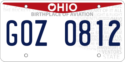 OH license plate GOZ0812