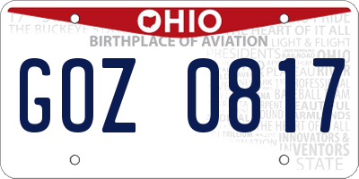 OH license plate GOZ0817
