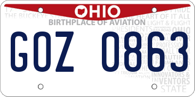 OH license plate GOZ0863