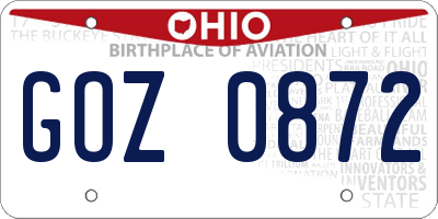 OH license plate GOZ0872