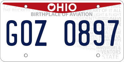 OH license plate GOZ0897